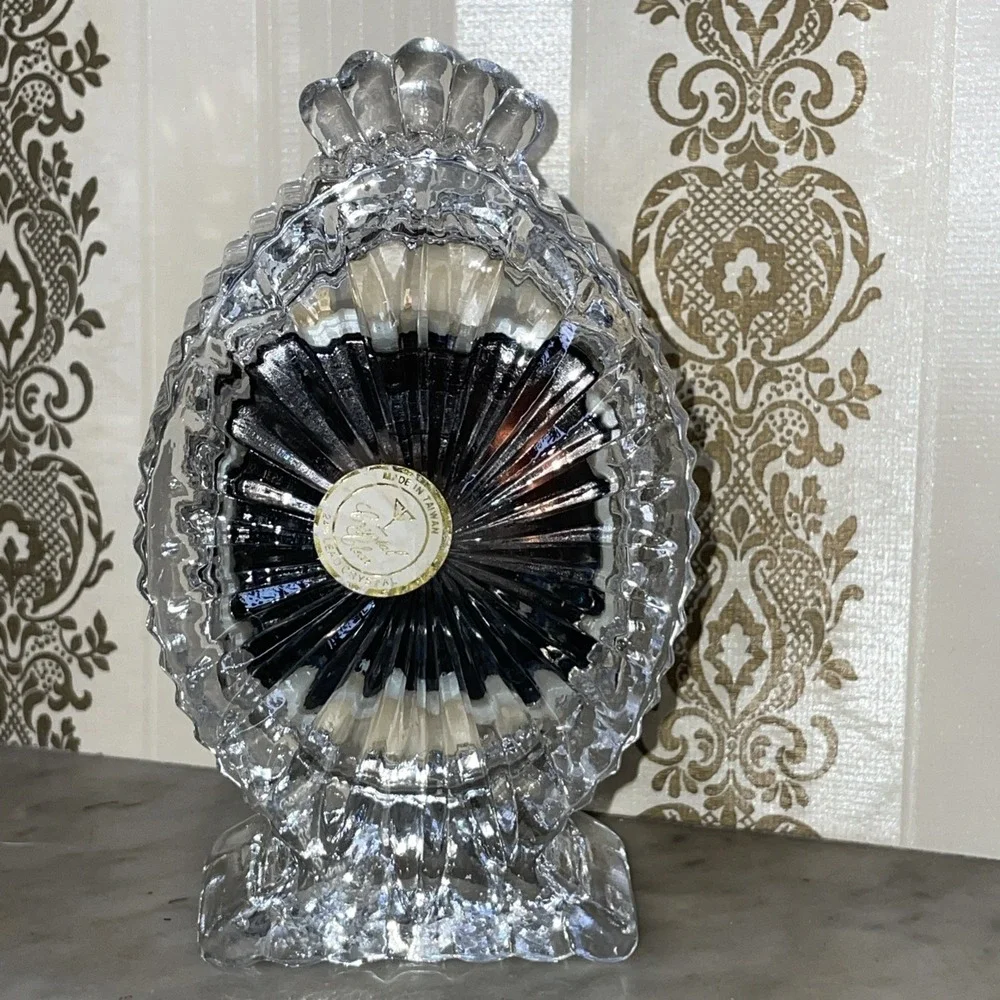 Vintage Lead Crystal Glass Shelf Mantle Bedside Quartz Clock WORKS Crystal Clear